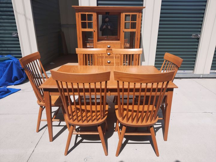Dining table, chairs and hutch ready for delivery (Pickup and Delivery Services) by Moving Pros CLE